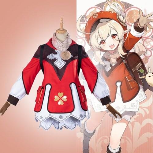 Game Genshin Impact Cosplay Costumes Klee Fleeing Sunlight Cosplay Costume Uniforms Clothes Suits Wears Clothing Outfits Dresses