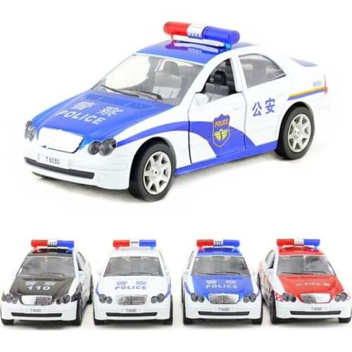 Alloy Car Toy Model Firefighting Police Car SWAT Warrior Sound and Light-Door Opening Display Box