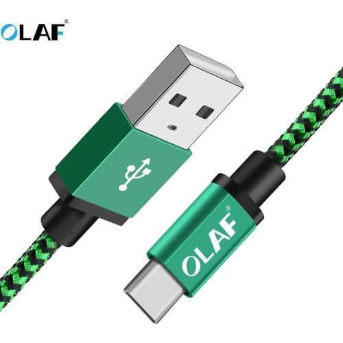 OLAF Braided USB Type C Cable Fast Charging usb c wire Type-c data cord charger cable For Samsung S9 S8 Plus Note 9 8 Xiaomi Mi8