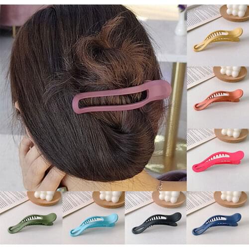 Candy Color Seamless Plastic Duckbill Clip Hair Claw for Women Girls Simple Style Large Hair Clip Face Wash Frosted Bangs Clip
