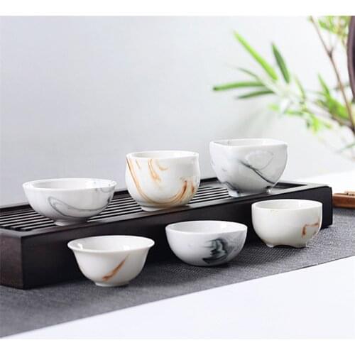 Chinese Ink Painting Ceramic Tea Cup Creative White Porcelain Hand-painted Kung Fu Pu'er Cup Small Tea Bowl Tea Set Drinkware
