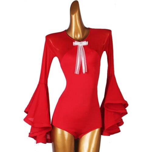 Modern Ballroom Dance Competition Clothing Professional Latin Long Sleeve Practice Tops Hight Quality Latin Jumpsuit DQL5718