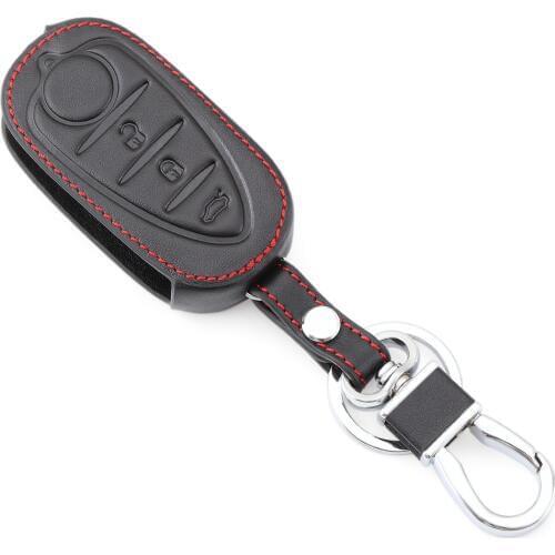 Leather car Key FOB Cover Case Shell Skin Set Protected for Alfa Romeo Myth 4C Mito Giulietta 159 GTO GTA flip folding remote