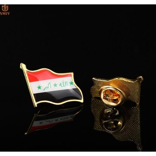 Iraq 19 x 21mm Mini Enamel Flag Pin Gold Plated Metal Asian Countries Banner Tie Lapel Safety Buckle Pin Brooch Badge Jewelry