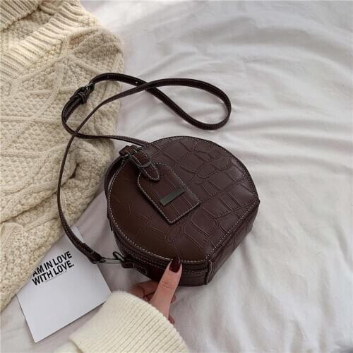 Fashion Circular Small Bag 2020 Summer New Cross-body Bag Stone Pattern Small Handbag Shoulder Zipper Handbag Mobile Phone Bag