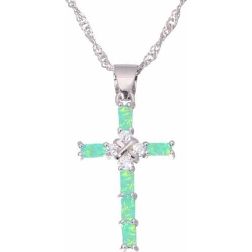 Fashion Fine Women Pendant Fire Opal Cross Necklace For Women Wedding Christmas Party Jewelry Gifts