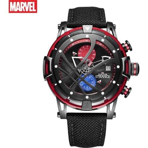 Disney Original Marvel Doctor Strange Men Casual Quart Wristwatches Eye Of Agamotto New Multiple Time Zone Relogio Masculino