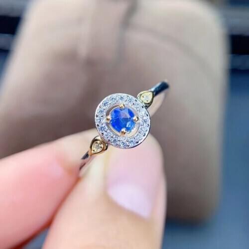 Simple Elegant 100% Natural and Real Sapphire Rings Free shipping 925 sterling silver Ring