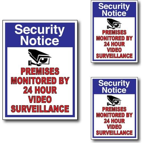 Video Surveillance Security Anti-theft Alarm Decal Sticker Warning Sign Stickers for Cars, Motos, Laptops, Industry