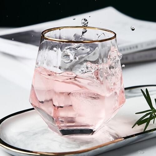 Transparent Glass Whiskey Cocktail Beer Wine Glass Thick Base Household Water Glass Cup for Coffee Milk Tea