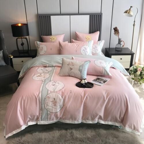 1000TC Luxury Egyptian Cotton Duvet Cover Set Embroidery Bedding set Red Grey King Queen size Flat fitted 6pcs 7pcs copy