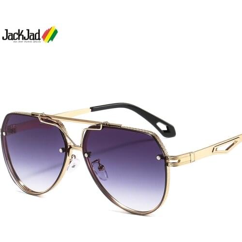 JackJad Fashion Luxury Pilot Metal Style Gradient Sunglasses Men Women Cool Rivets Brand Design Vintage Sun Glasses Shades 2102