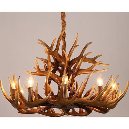 Modern Creative Fashion LED Chandelier Nordic Buck Deer Horn Antler Industrial Hanging Lamp for Living Room Parlor Hotel Bar