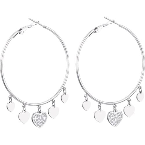 Fashion circle earrings rose gold silver color heart hoops Cubic zirconia Star Drop Earring for Women Valentines Day Gfit