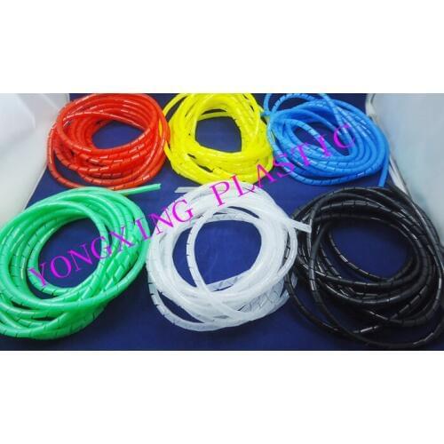 10meter/bag 6mm sprial wrapping bands beautify wire cable PE material red yellow blue green black white color