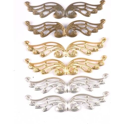 10Pcs 3 color Filigree Wraps Flower Connectors Metal Crafts Gift Decoration DIY Findings Jewelry Making 98x20mm YKL0743