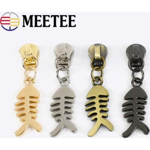 10pcs Fish Bone 5# Spring Lock Metal Zipper Sliders for Metal Zipper Bags Clothes Zip Head Zip Repair Kit DIY Sewing Accessories