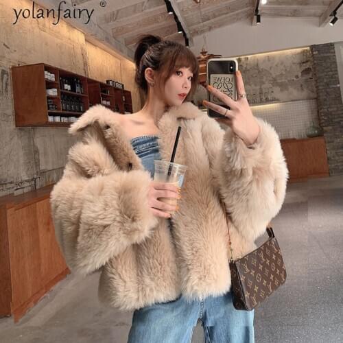 100% Wool real Fur Coat women clothes Oversized Female Jacket Sweet fur Jackets for Women 2020 Womens Coats Mulheres Casacos