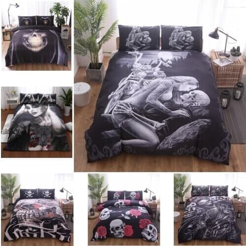 3D Skeleton cartoon digital printing 2/3pcs quilt cover pillowcase double bed sheet cover quilt cover Bedroom bedding