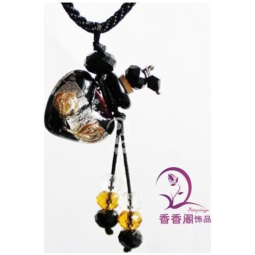 2PCS Murano Glass Perfume Necklace Heart To Heart (with cord) Perfume Bottle Pendant perfume jewelry bottle