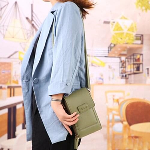 2021 Simple Mobile Phone Bag Transparent Touch Screen Retro Women Pu Chain Messenger Bags Small Flap Bag Mini Shoulder Bag