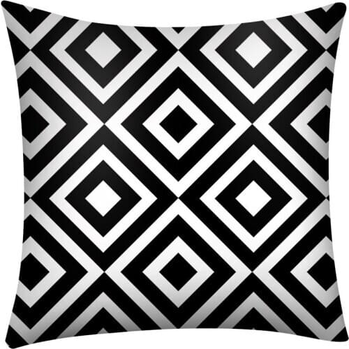 45x45cm Geometric Printed Cushion Cover Black and White Polyester Throw Pillow Case Decorative Pillows Cover For Sofa Home Decor