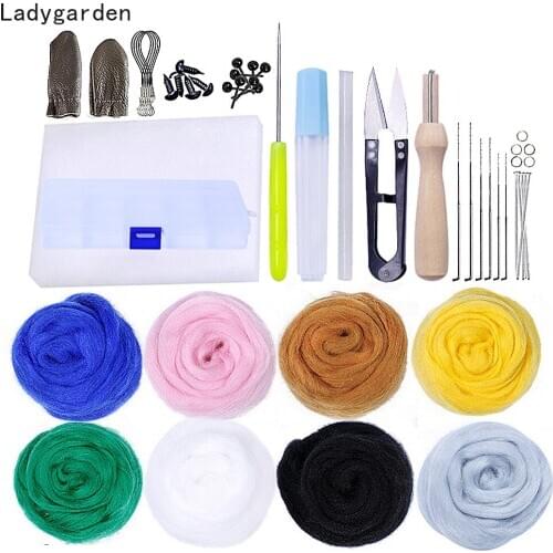 50PCS Craft Needle Felting Kit 8 Colors 3g Needle Felting Wool Set Starter Kit Wool Felt Tools Wool Fibre Hand Spinning DIY