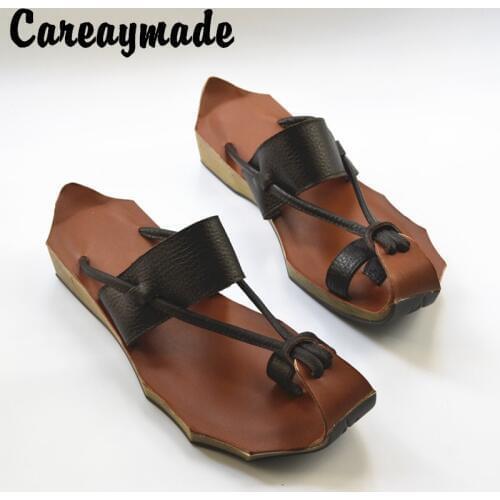 Careaymade-New Genuine Leather pure handmade Zen Art retro Slipper ,the retro art mori girl shoes,Womens Slipper,4 colors