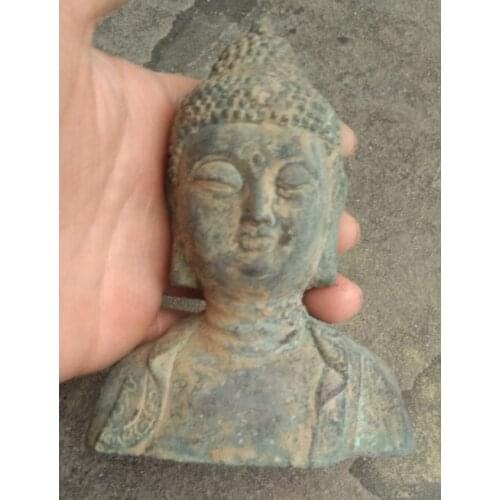 Pure copper statue of Sakyamuni head bronze Buddha head Buddha statue Bronze Ware collection