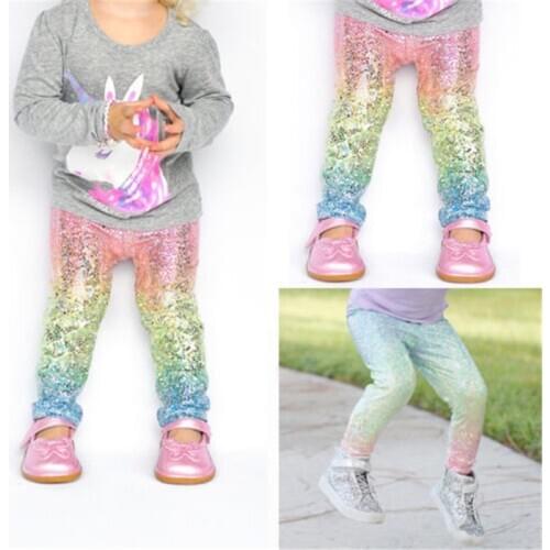 Toddler girls bling bling long pants cosplay Mermaid colorful pants lovely trousers for age 1-6year girl