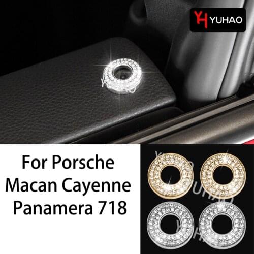 For Porsche Macan Cayenne Panamera 718 Diamond-encrusted Door Bolt Decorative Protective Sticker Automotive Interior Supplies