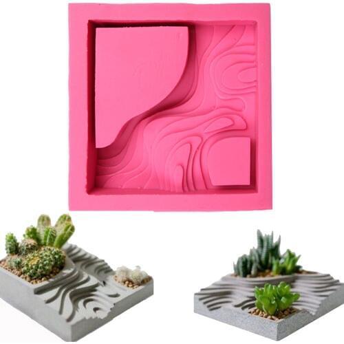 Succulent Flower Plants Planter Mould Terraced Field Pattern Shape Concrete Clay Craft Graden Decor Cement Silicone Molds