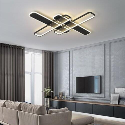 Living Room Bedroom LED Ceiling Lamp Modern Minimalist Creative Personality Design Black and White Indoor Dimmable Lighting