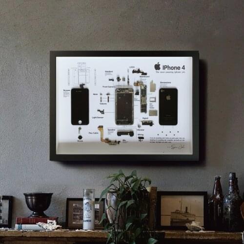 4 generations of cell phones disassembled and framed specimen photo frame finished 9 new original machine disassembled and assem