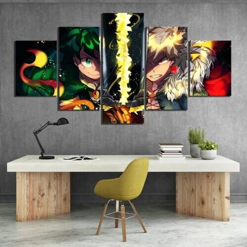 Canvas Print Painting 5 Panel My Hero Academia Anime Posters Modern Living Room Home Decoration Modular Pictures Wall Art