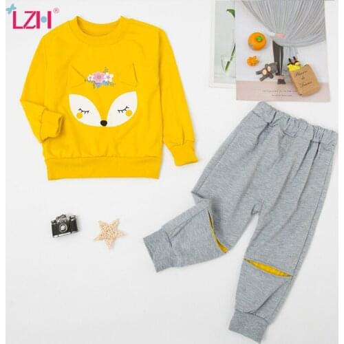 LZH Baby Girls Clothes Outfits Set 2021 Autumn Winter Children Cartoon Unicorn Pullover+Trousers 2Pcs Set Kids Clothing 1-5 Yaer