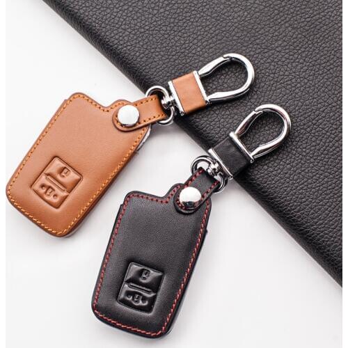 Leather Car Key Case For Toyota Auris Camry RAV4 Avalon Yaris Verso 2012-2018 2 Buttons Keyless Remote Fob Protector Cover Bag