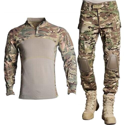 Men Outdoor Airsoft Paintball Clothing Military Shooting Uniform Tactical Combat Camo Shirts Cargo Pants Elbow/Knee Hiking Suits