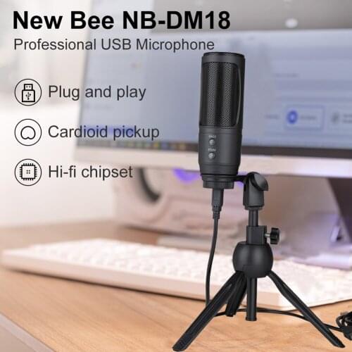 FU1 USB Microphone Mic with Tripod Stand Desktop Condenser for Laptop Computer PC Gaming Live Streaming Recording