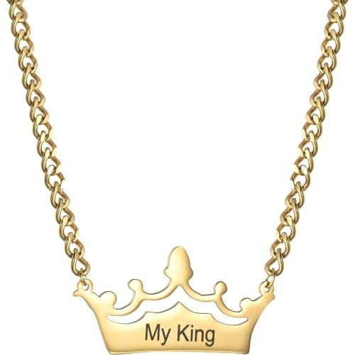 Stainless Steel Customized Crown Necklace Personalized Letters Numbers NK Chain Pendant For Couple Parents Festival Jewelry Gift