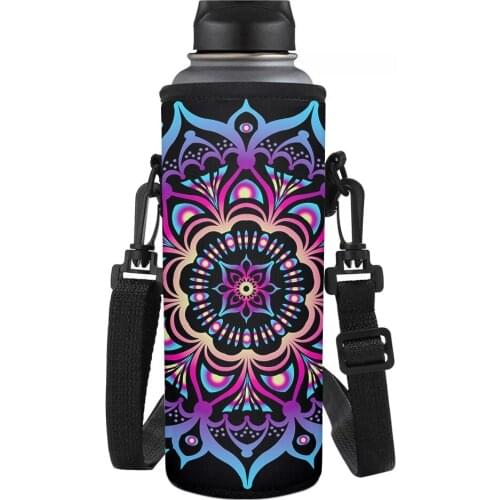 2021 New Mandala Flower Printed High Quality Sport Water Bottle Cover Neoprene Insulator Sleeve Bag Case Pouch For 500/1000ML