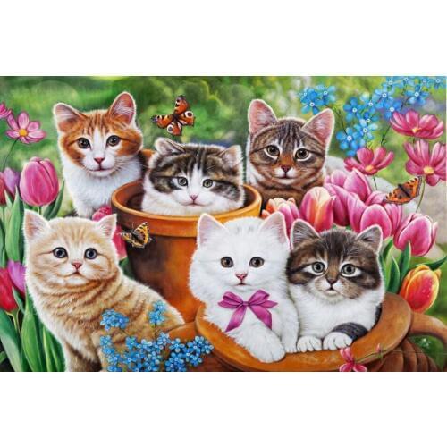 1000 Pieces Garden cat The wooden puzzle ersion wood jigsaw puzzle white card adult childrens educational toys