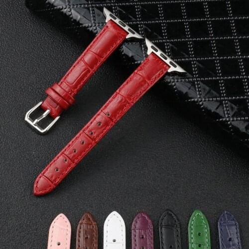 14mm Red Black Blue PU Slub leather watchband for apple watch 6 5 44mm 40mm 38mm 42mm Bracelet iwatch Strap 4 3 2 1