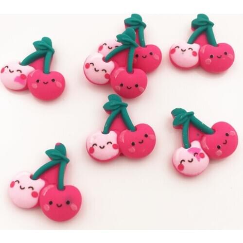 Hand Painted Resin Kawaii Colorful Cherry Flatback Stone 14PCS Scrapbook DIY Decor Home Figurine Crafts OG37
