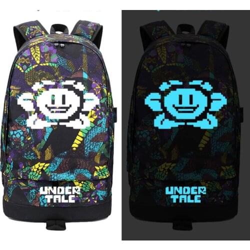 Game Undertale San Backpack Snake Pattern USB Port Rucksack Bag Student School Shoulder Bag For 14 Inch Laptop