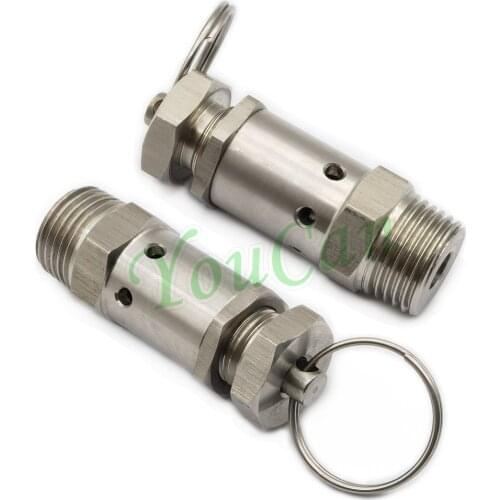 1/4" 1/2" BSPP 1 2 3 4 5 6 Bar 0.5-10 Bar SS304 Stainless Sanitary Spring Pressure Relief Safety Valve For Air Compressor Cooker