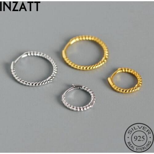 INZATT Real 925 Sterling Silver Gold Huggies Hoop Earrings For Fashion Women Fine Jewelry Minimalist Accessories Classic Gift