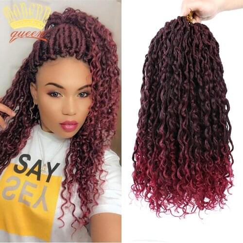 Synthetic Crochet Braids Hair Passion Twist 18inches River Goddess Braiding Hair Extension Ombre Brown Faux Locs With Curly Hair