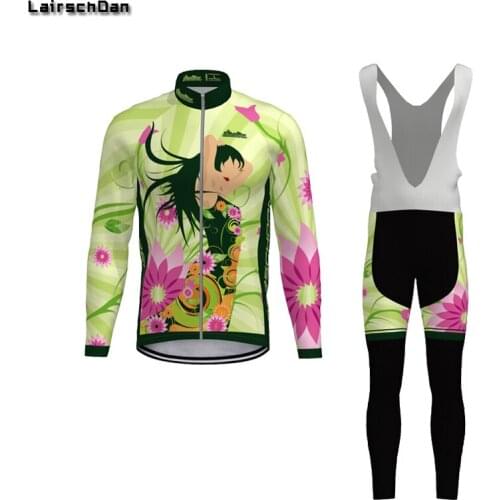SPTGRVO Autumn/Spring Green Cycling Jersey Long Set Mtb Bike Clothing Women Cyclist Outfit Bicycle Clothes Traje Ciclismo Mujer