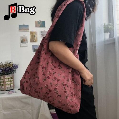 Vintage Women Hot Pink Rose Thin Cotton Shoulder Bag Large Capacity ladies underarm Bag Summer Beach Travel Cloth Tote Handbag